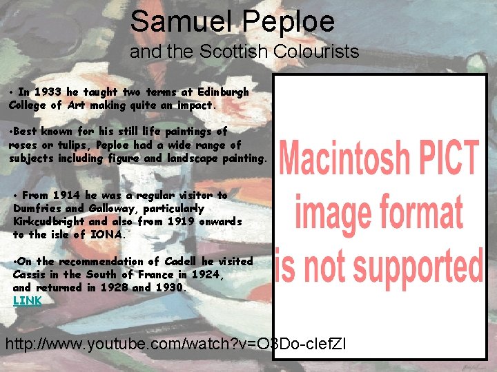 Samuel Peploe and the Scottish Colourists • In 1933 he taught two terms at