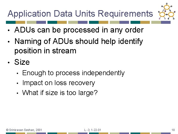 Application Data Units Requirements ADUs can be processed in any order • Naming of