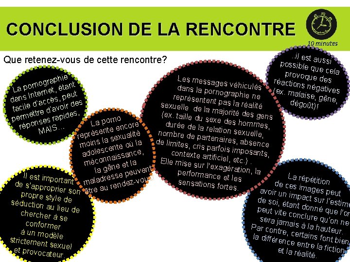 CONCLUSION DE LA RENCONTRE 10 minutes . . il est a possible ussi que