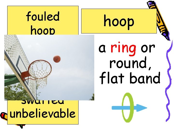 fouled hoop jersey marveled rim speechless swatted unbelievable hoop a ring or round, flat