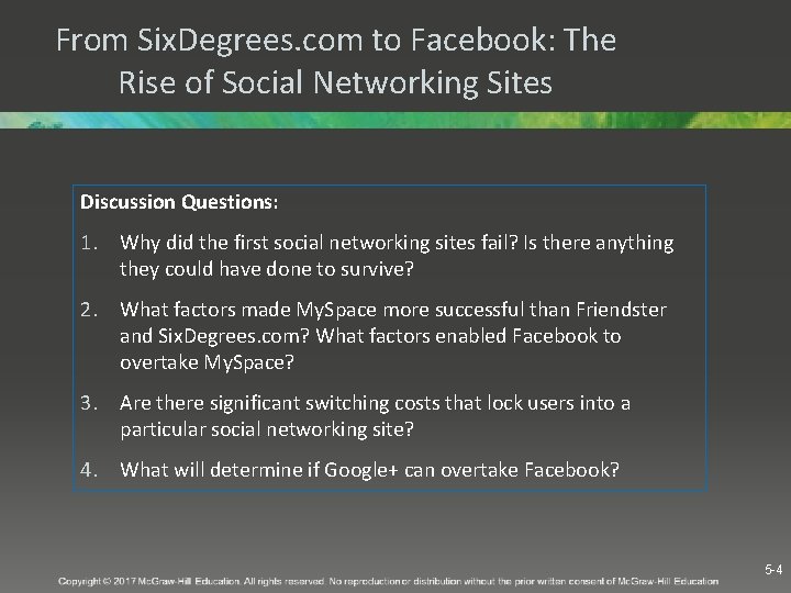 From Six. Degrees. com to Facebook: The Rise of Social Networking Sites Discussion Questions: From Six. Degrees. com to Facebook: The Rise of Social Networking Sites Discussion Questions: