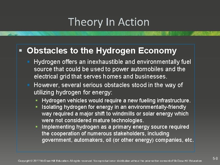 Theory In Action § Obstacles to the Hydrogen Economy § Hydrogen offers an inexhaustible Theory In Action § Obstacles to the Hydrogen Economy § Hydrogen offers an inexhaustible