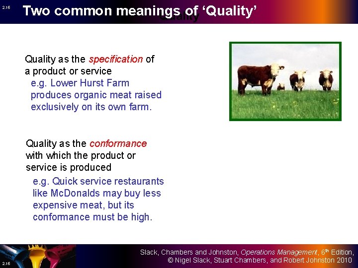 2. 15 Two common meanings of ‘Quality’ Quality as the specification of a product