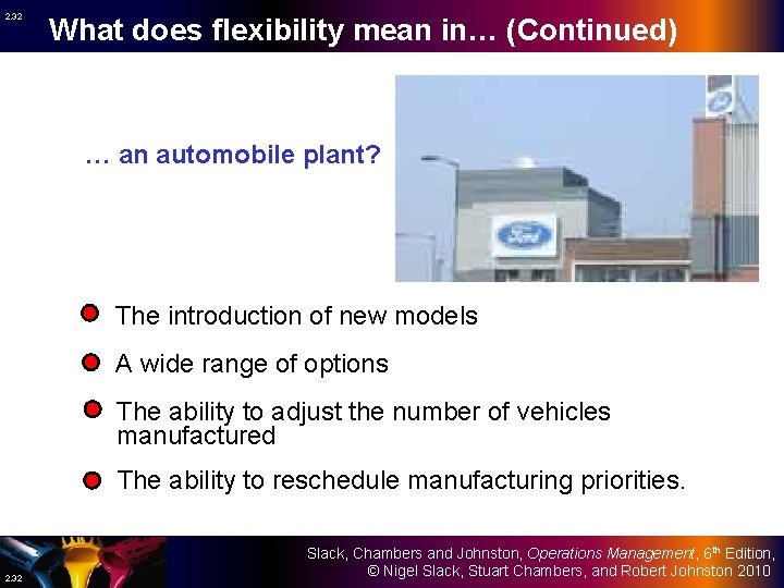 2. 32 What does flexibility mean in… (Continued) … an automobile plant? The introduction