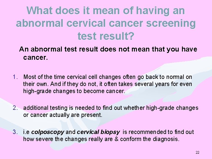 What does it mean of having an abnormal cervical cancer screening test result? An