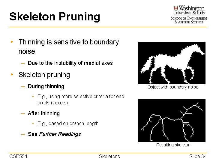 Skeleton Pruning • Thinning is sensitive to boundary noise – Due to the instability