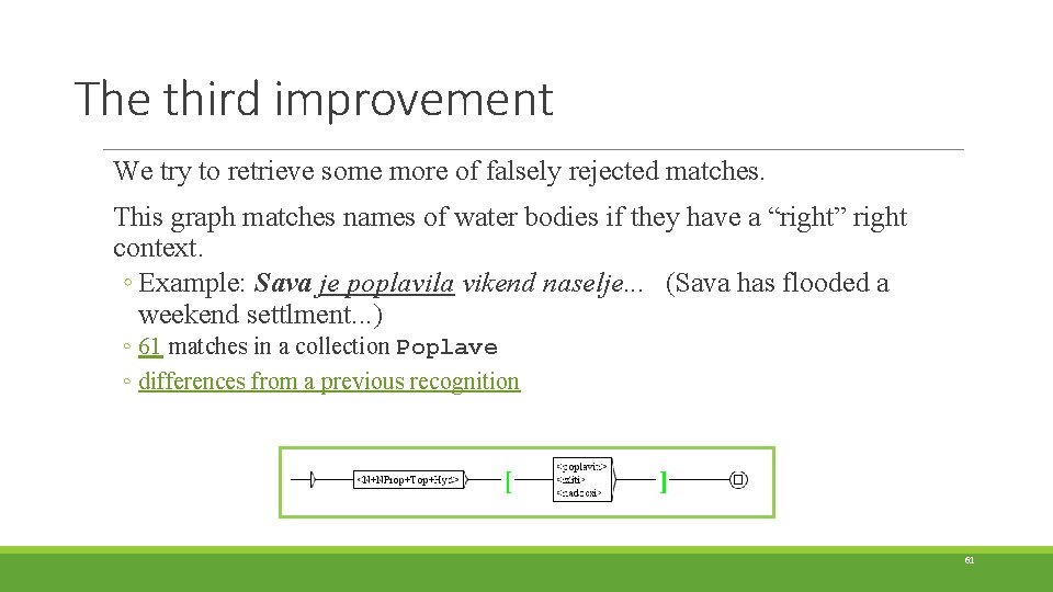 The third improvement We try to retrieve some more of falsely rejected matches. This
