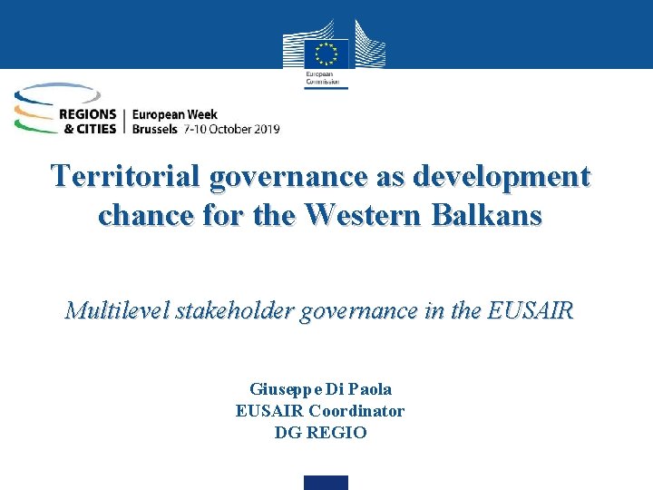 Territorial governance as development chance for the Western Balkans Multilevel stakeholder governance in the