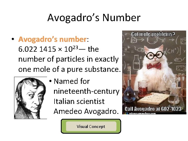Avogadro’s Number • Avogadro’s number: number 6. 022 1415 × 1023— the number of Avogadro’s Number • Avogadro’s number: number 6. 022 1415 × 1023— the number of