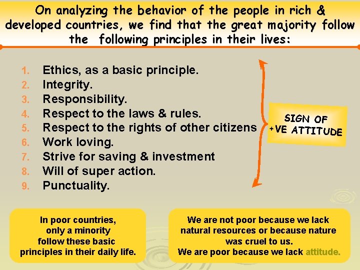 On analyzing the behavior of the people in rich & developed countries, we find