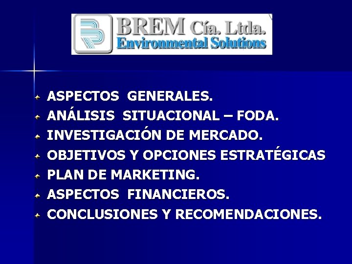 ASPECTOS GENERALES. ANÁLISIS SITUACIONAL – FODA. INVESTIGACIÓN DE MERCADO. OBJETIVOS Y OPCIONES ESTRATÉGICAS PLAN