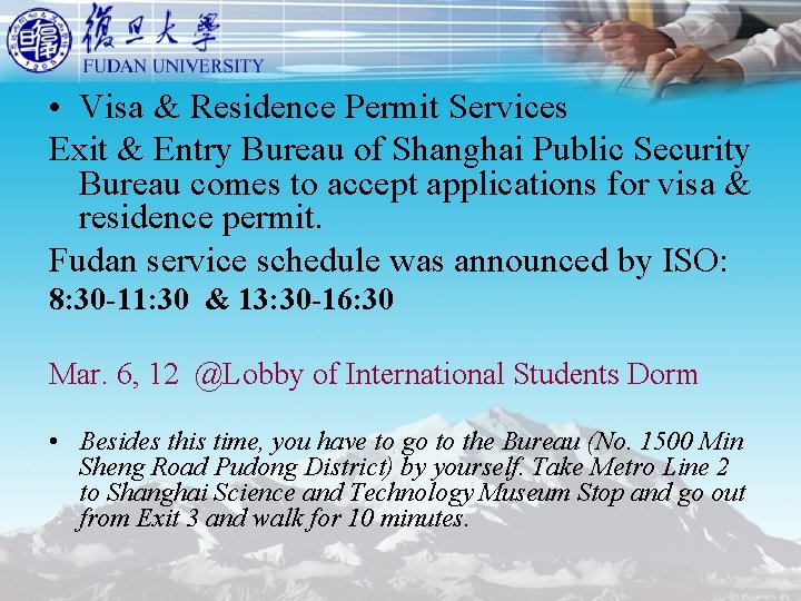 • Visa & Residence Permit Services Exit & Entry Bureau of Shanghai Public • Visa & Residence Permit Services Exit & Entry Bureau of Shanghai Public