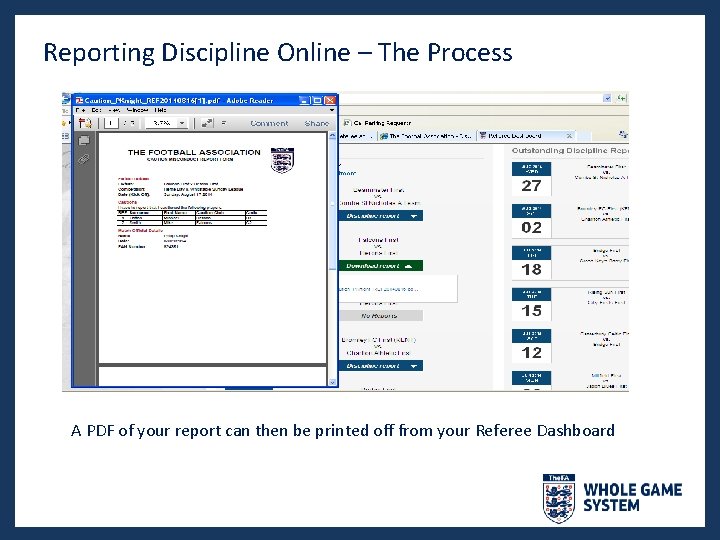Reporting Discipline Online – The Process A PDF of your report can then be