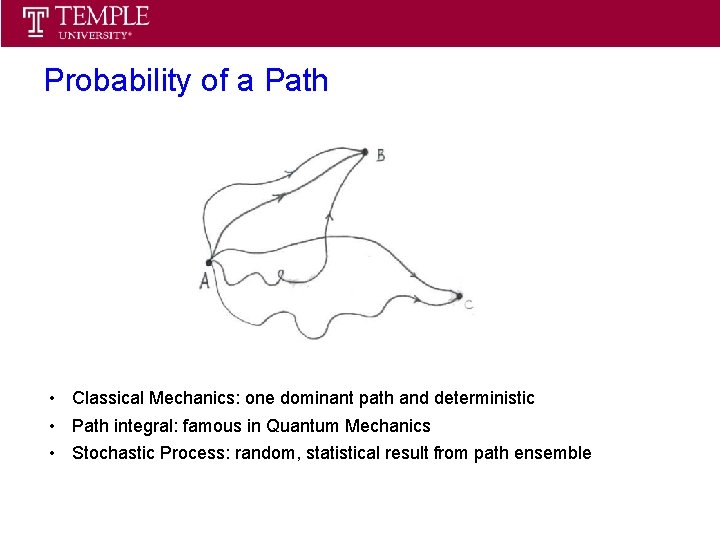 Statistical Thermodynamics Spring 2013 Probability of a Path • Classical Mechanics: one dominant path