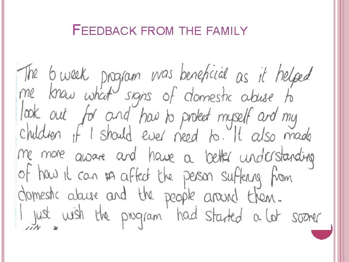 FEEDBACK FROM THE FAMILY 