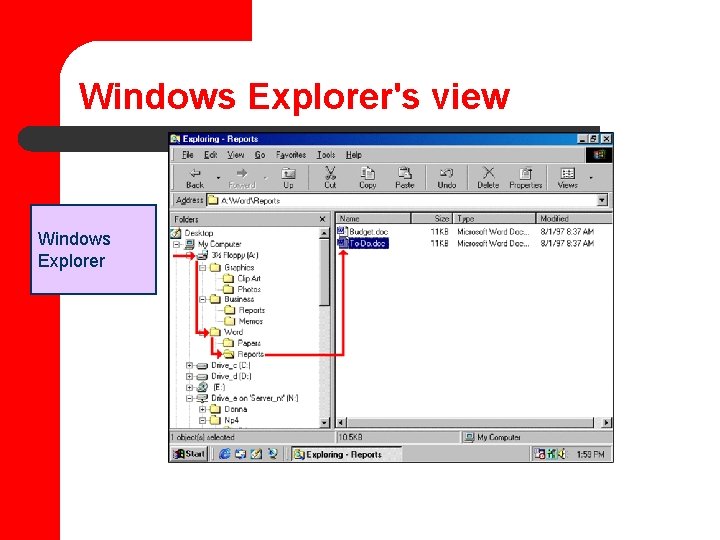 Windows Explorer's view Windows Explorer 