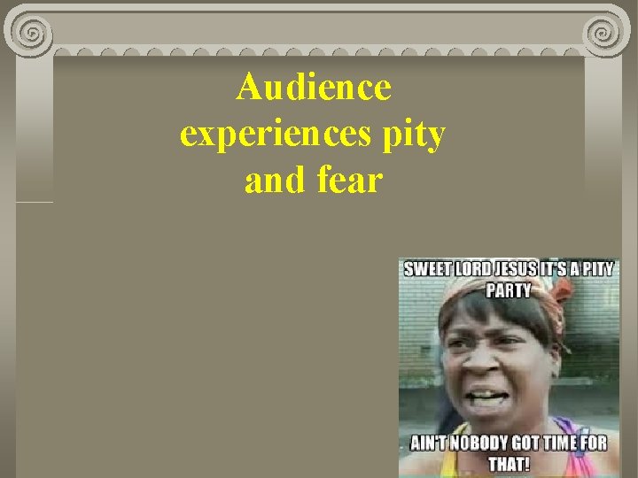 Audience experiences pity and fear 