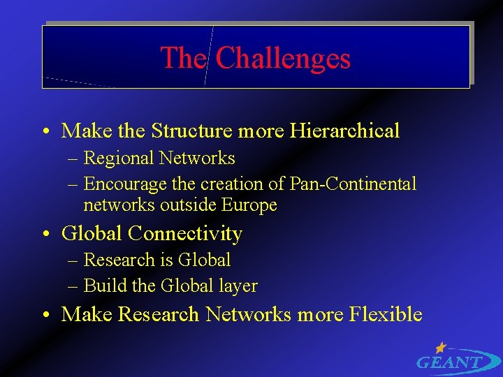 The Challenges • Make the Structure more Hierarchical – Regional Networks – Encourage the