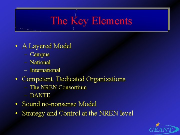 The Key Elements • A Layered Model – Campus – National – International •