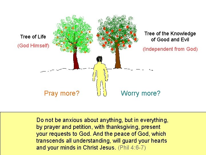 Tree of Life (God Himself) Pray more? Tree of the Knowledge of Good and