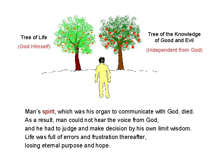 Tree of Life (God Himself) Tree of the Knowledge of Good and Evil (Independent