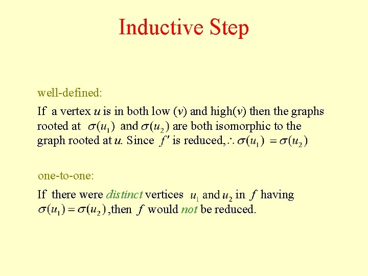 Inductive Step well-defined: If a vertex u is in both low (v) and high(v)