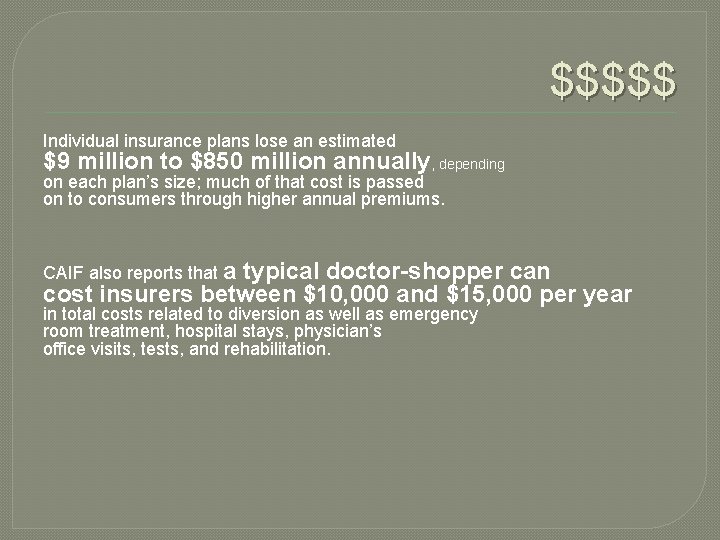 $$$$$ Individual insurance plans lose an estimated $9 million to $850 million annually, depending