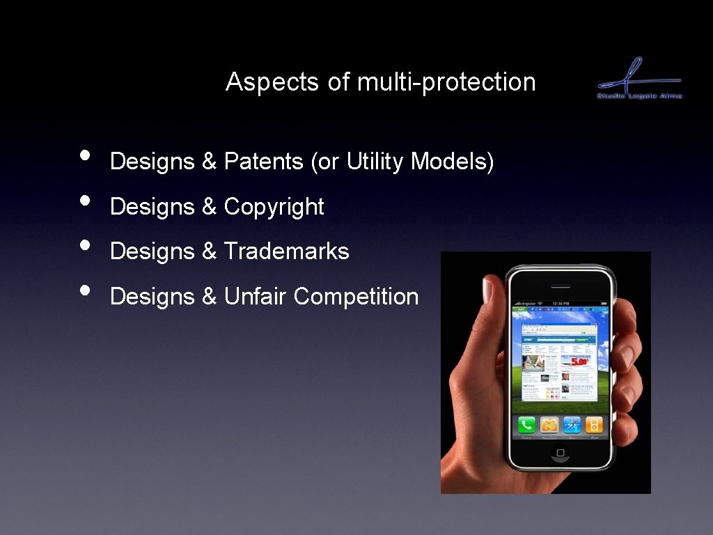 Aspects of multi-protection • • Designs & Patents (or Utility Models) Designs & Copyright