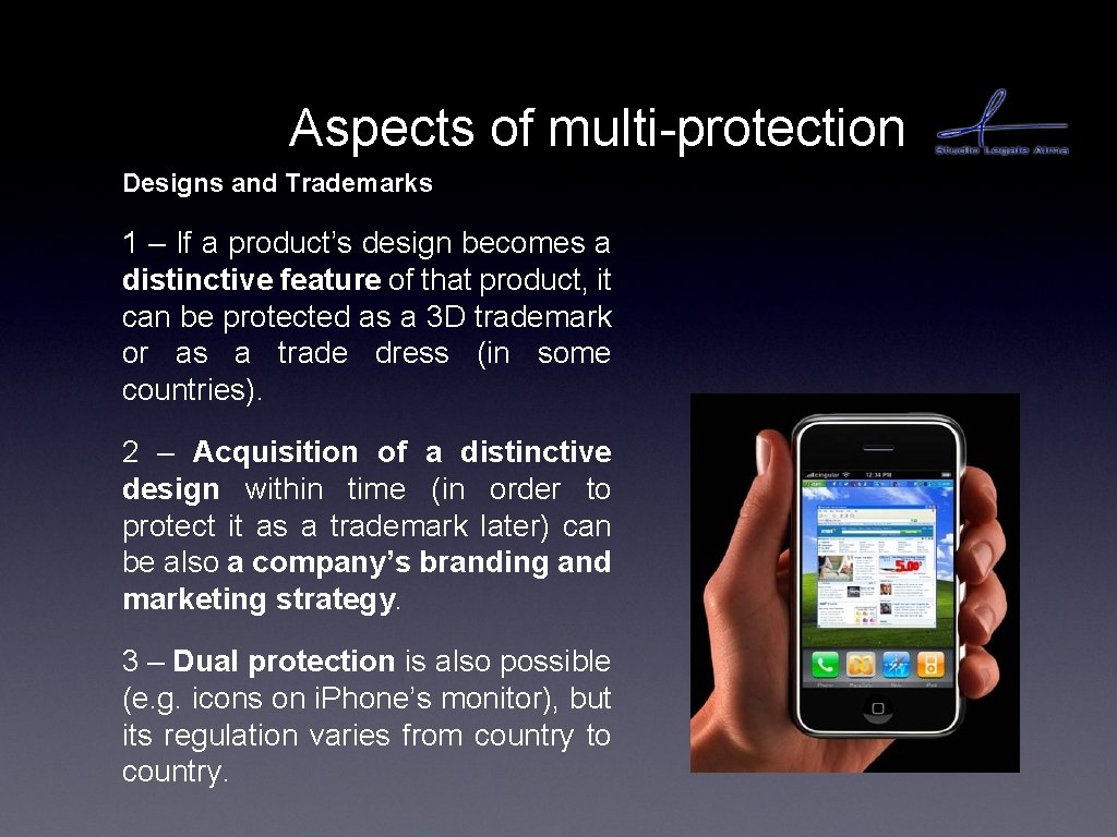 Aspects of multi-protection Designs and Trademarks 1 – If a product’s design becomes a