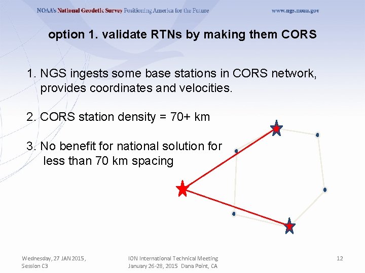 option 1. validate RTNs by making them CORS 1. NGS ingests some base stations