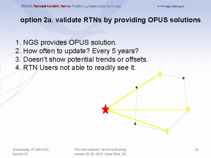 option 2 a. validate RTNs by providing OPUS solutions 1. NGS provides OPUS solution.
