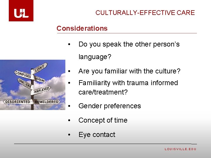 CULTURALLY-EFFECTIVE CARE Considerations • Do you speak the other person’s language? • Are you