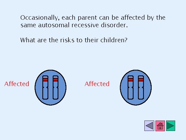 Occasionally, each parent can be affected by the same autosomal recessive disorder. What are