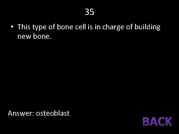 35 • This type of bone cell is in charge of building new bone.