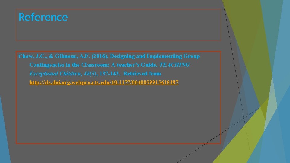 Reference Chow, J. C. , & Gilmour, A. F. (2016). Designing and Implementing Group