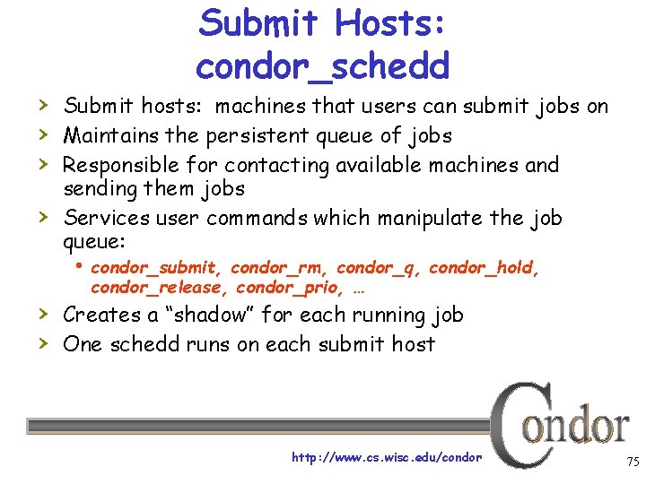 Submit Hosts: condor_schedd › Submit hosts: machines that users can submit jobs on ›