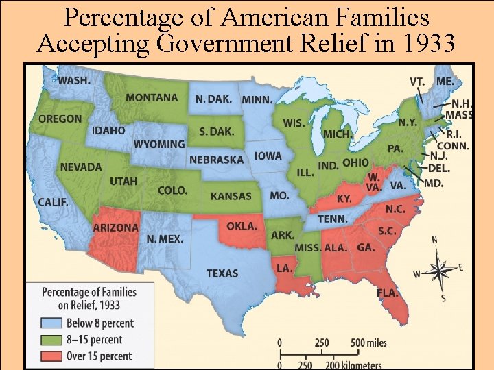 Percentage of American Families Accepting Government Relief in 1933 