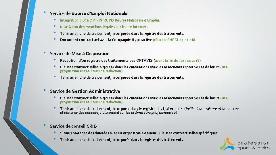  • • Service de Bourse d’Emploi Nationale • • Intégration d’une OPT-IN RGPD