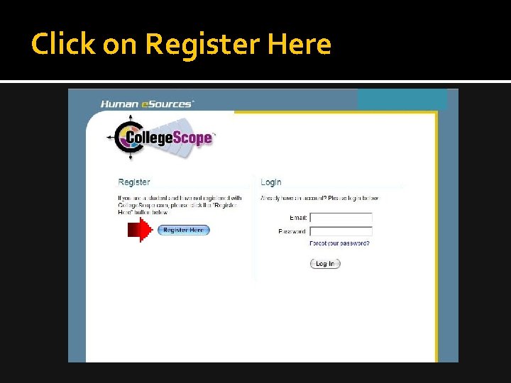 Click on Register Here 