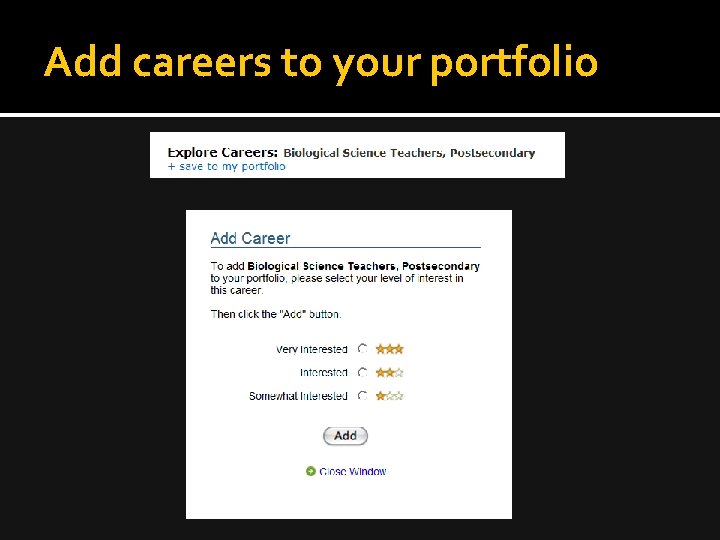 Add careers to your portfolio 