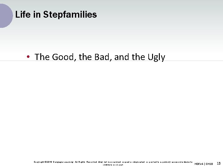 Life in Stepfamilies • The Good, the Bad, and the Ugly Copyright © 2016 Life in Stepfamilies • The Good, the Bad, and the Ugly Copyright © 2016