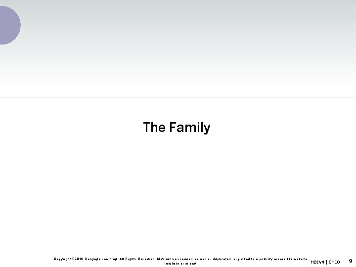 The Family Copyright © 2016 Cengage Learning. All Rights Reserved. May not be scanned, The Family Copyright © 2016 Cengage Learning. All Rights Reserved. May not be scanned,