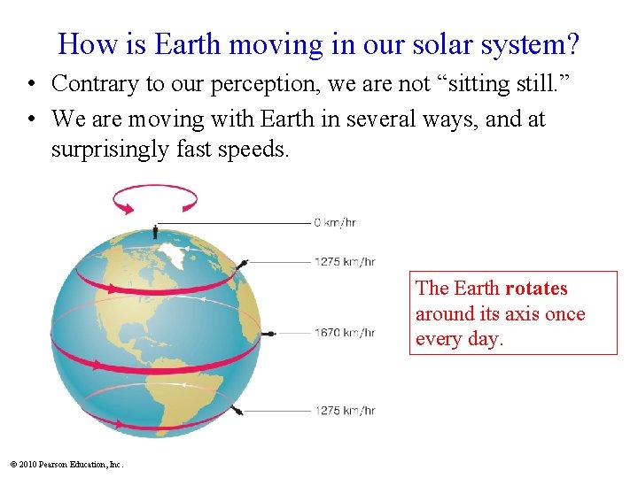 How is Earth moving in our solar system? • Contrary to our perception, we