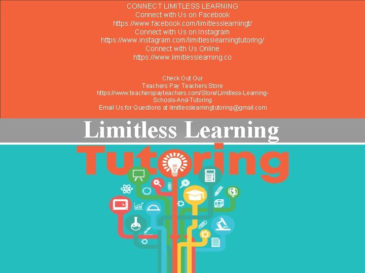 CONNECT LIMITLESS LEARNING Connect with Us on Facebook https: //www. facebook. com/limitlesslearningt/ Connect with