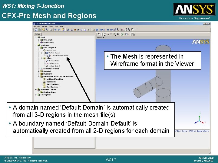 WS 1: Mixing T-Junction CFX-Pre Mesh and Regions Workshop Supplement • The Mesh is