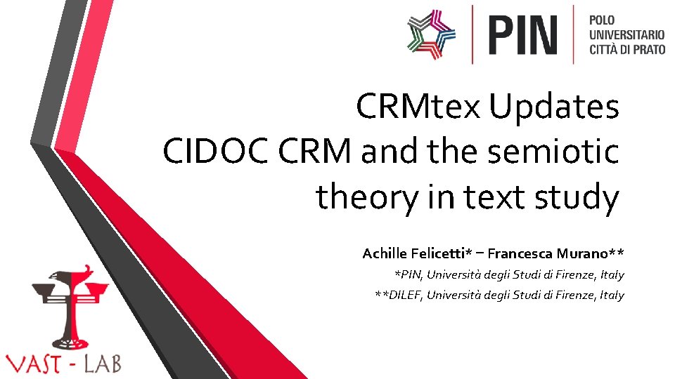 CRMtex Updates CIDOC CRM and the semiotic theory in text study Achille Felicetti* –