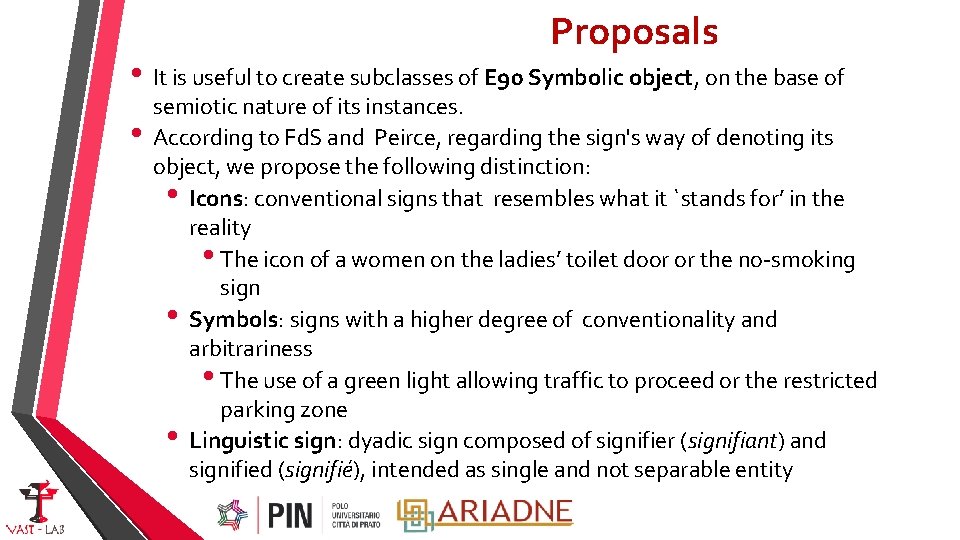 Proposals • It is useful to create subclasses of E 90 Symbolic object, on