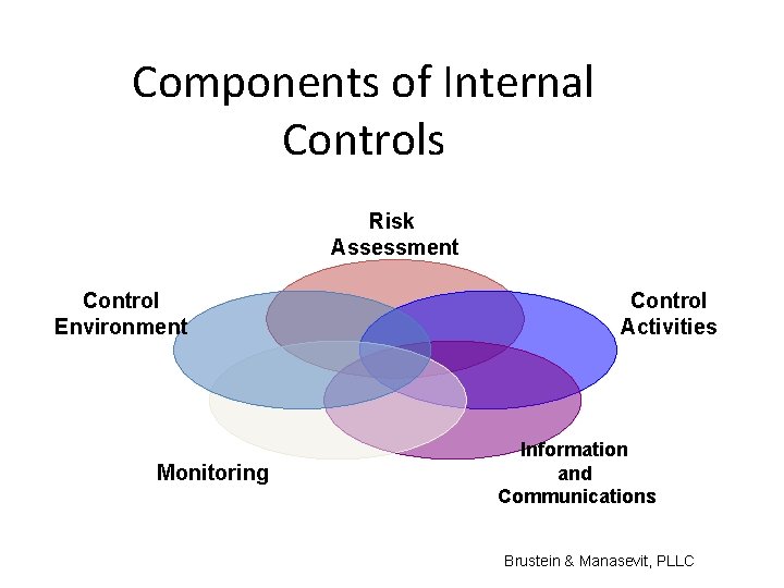 Components of Internal Controls Risk Assessment Control Environment Monitoring Control Activities Information and Communications