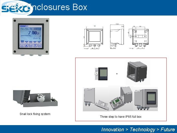 IP 65 Enclosures Box + Snail lock fixing system Three step to have IP