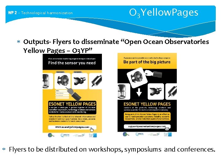 WP 2 – Technological harmonization O 3 Yellow. Pages Outputs- Flyers to disseminate “Open